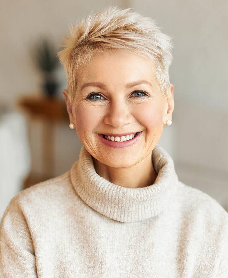 Mature woman with short hair