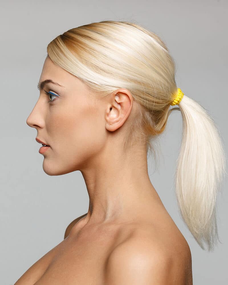 Profile of a woman with blonde hair